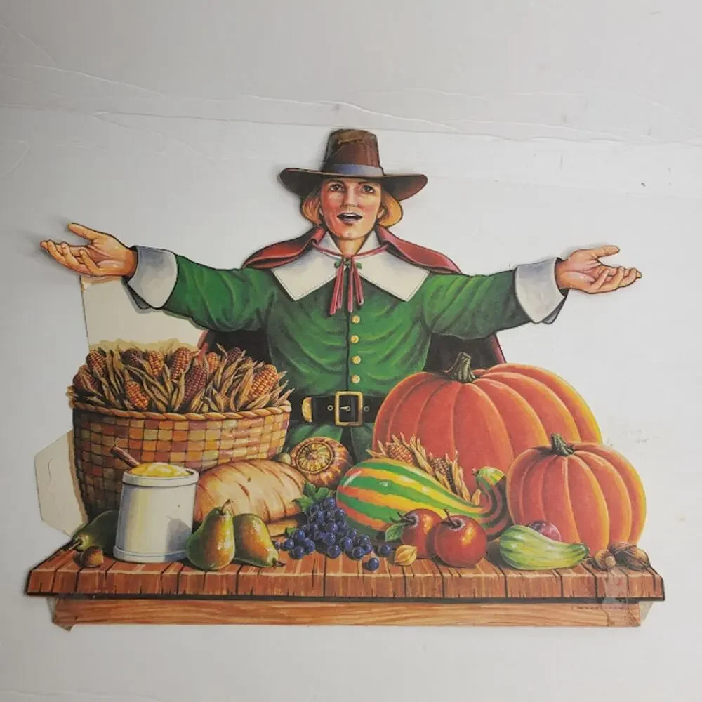 Beistle Paper Co. 1990 Thanksgiving Decorations Pilgrims Turkey Native American